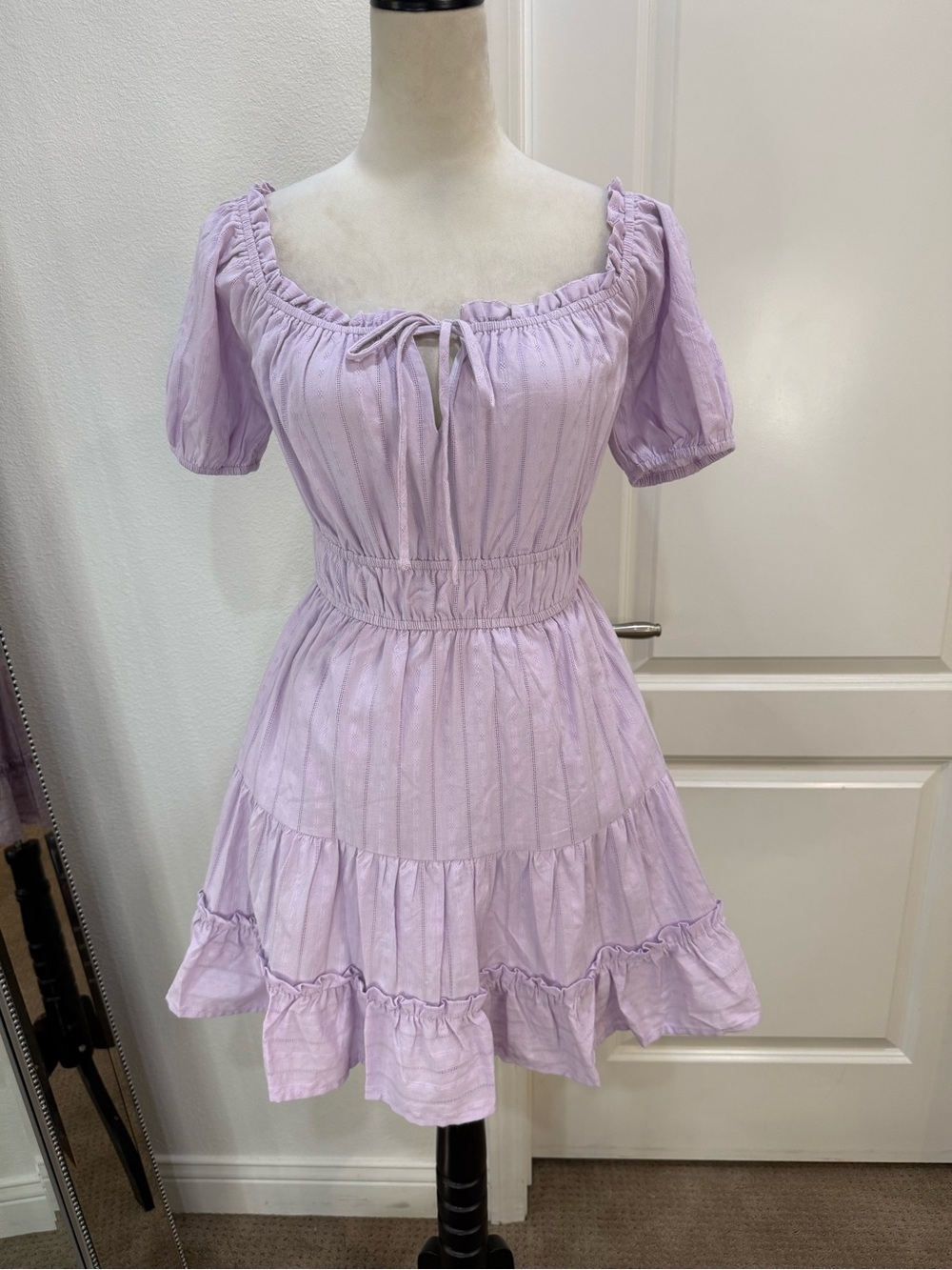 Lost + Wander Lilac Mini Dress with Square Neckline NWT